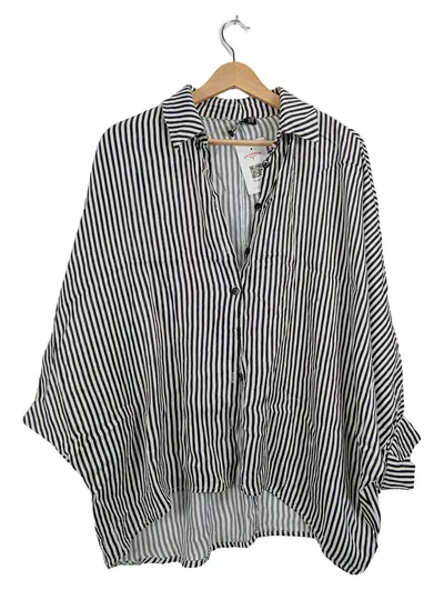 BARRELS AND OIL Damen Hemdbluse Gestreift Oversize Gr. M Schwarz Weiß