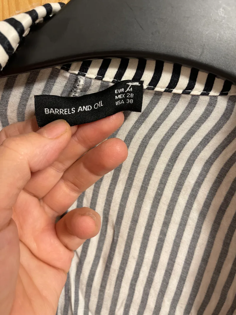 BARRELS AND OIL Damen Hemdbluse Gestreift Oversize Gr. M Schwarz Weiß 5