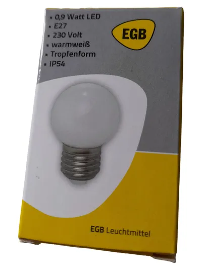 EGB LED Leuchtmittel E27 Tropfenform 0,9W warmweiß IP54 Lampe