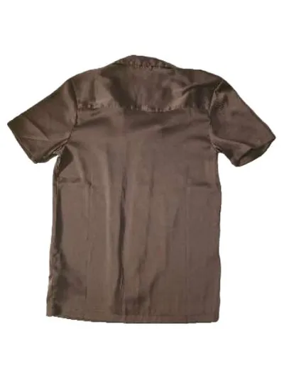ASOS Design Herren Freizeithemd Kurzarm Braun Satin Gr. XS