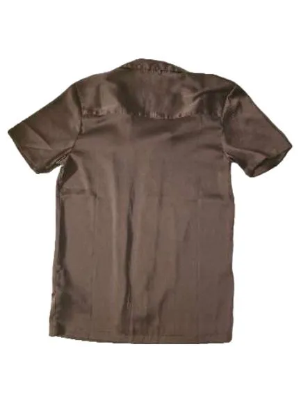 ASOS Design Herren Freizeithemd Kurzarm Braun Satin Gr. XS 2