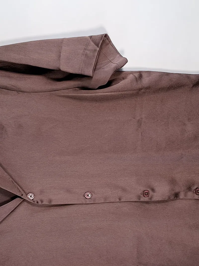 ASOS Design Herren Freizeithemd Kurzarm Braun Satin Gr. XS 4
