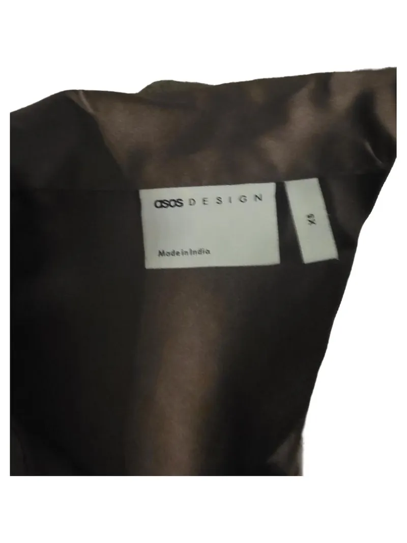 ASOS Design Herren Freizeithemd Kurzarm Braun Satin Gr. XS 6