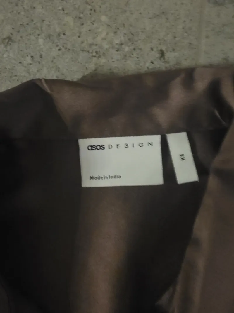 ASOS Design Herren Freizeithemd Kurzarm Braun Satin Gr. XS 7