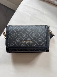 Carlo Colucci Geldbörse Kette Umhängetasche Damen Schwarz Klein Logo 2