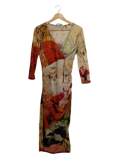 ST.EMILE Damen Strickkleid Gr. 36 Mehrfarbig Wickeloptik Elegant