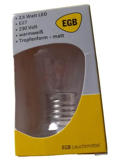 EGB LED Leuchtmittel E27 2,5W 230V warmweiß matt Tropfenform Lampe