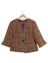 Coldwater Creek Damen Tweed Blazer Jacke Gr. 38 Mehrfarbig Kariert 1