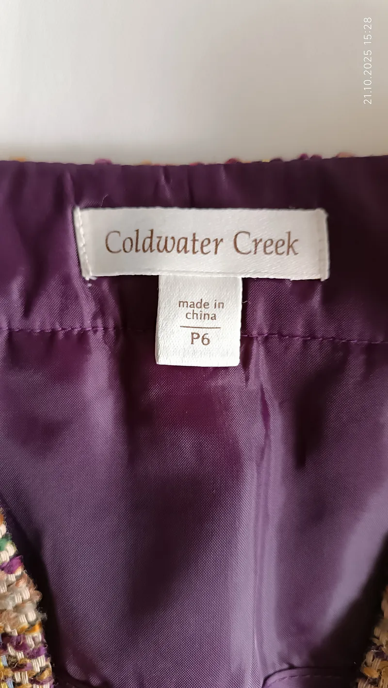 Coldwater Creek Damen Tweed Blazer Jacke Gr. 38 Mehrfarbig Kariert 4