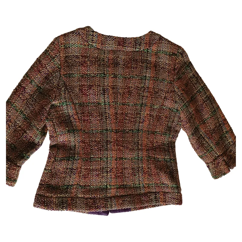 Coldwater Creek Damen Tweed Blazer Jacke Gr. 38 Mehrfarbig Kariert 5