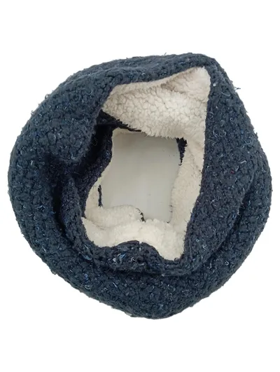 SUPERDRY Schal Loop Unisex Blau Meliert Strick Fleece Winter