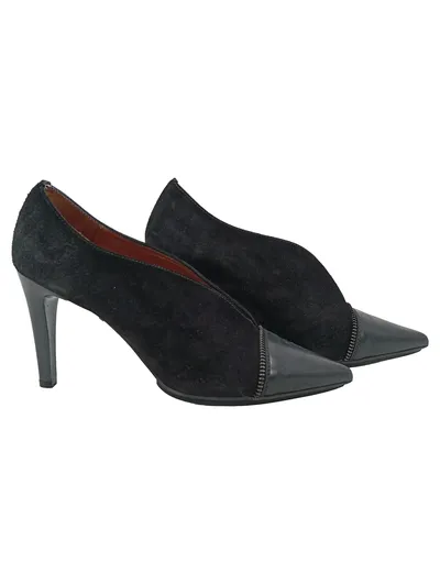 Hispanitas Damen Pumps Gr. 38 Schwarz Wildleder Leder Absatzschuhe Elegant