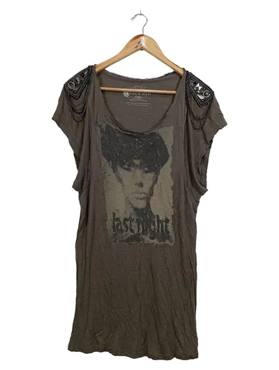 RICH & ROYAL Damen T-Shirt Grau Modisch Einheitsgröße Applikationen