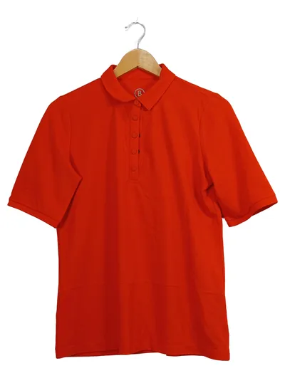 Bogner Poloshirt Damen Gr. 38 M Orange Kurzarm Polo Shirt Logo Casual Basic