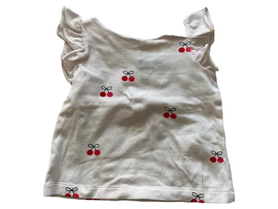 Jacadi Mädchen Top Shirt Rosa Kirschen Rüschen Gr. 6M / 68