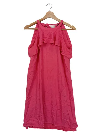Massimo Dutti Freizeitkleid Damen 36/S Rosa Rüschen Elegant Bohemian