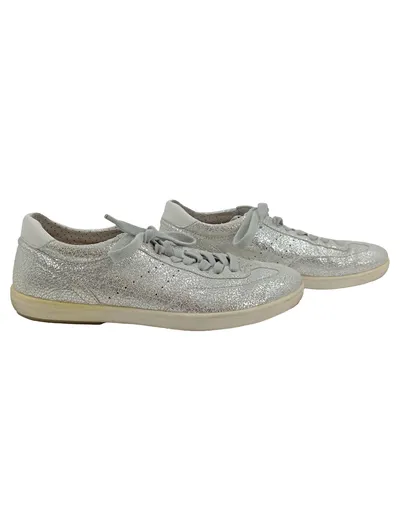 Legero Damen Sneaker Low Silber Metallic Gr. 40 Leder Schnürung