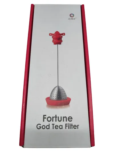STYLER Fortune God Teefilter Teesieb Edelstahl Silikon Rot Glücksgott