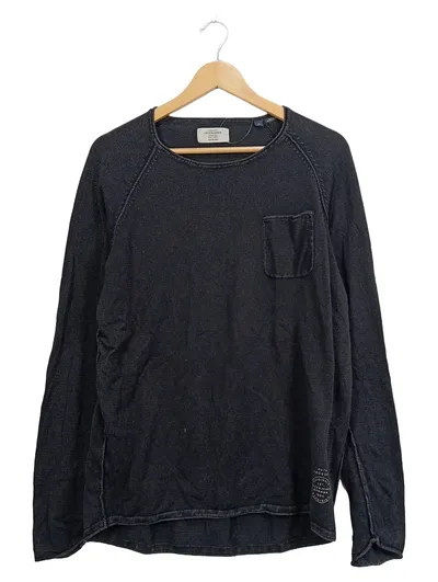 Jack & Jones Herren Pullover Baumwolle Langarmshirt Gr. 52/XL Schwarz Casual
