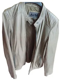 AIM Damen Lederjacke Gr. 42 XL Beige Casual Bikerjacke 1