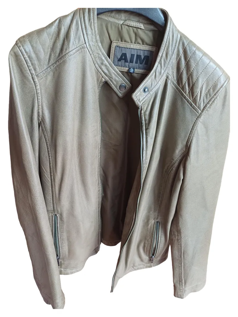 AIM Damen Lederjacke Gr. 42 XL Beige Casual Bikerjacke 1