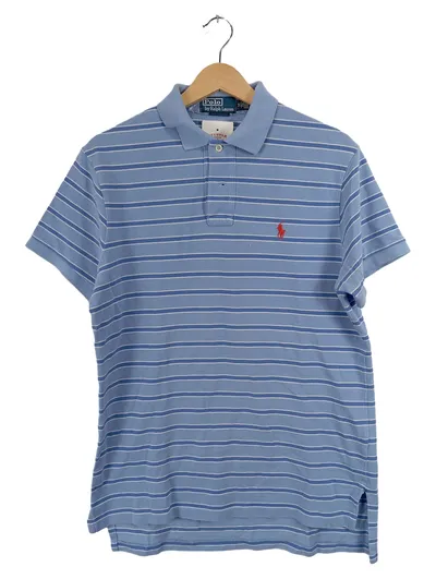 Polo Ralph Lauren Poloshirt Herren M Blau Gestreift Kurzarm Baumwolle