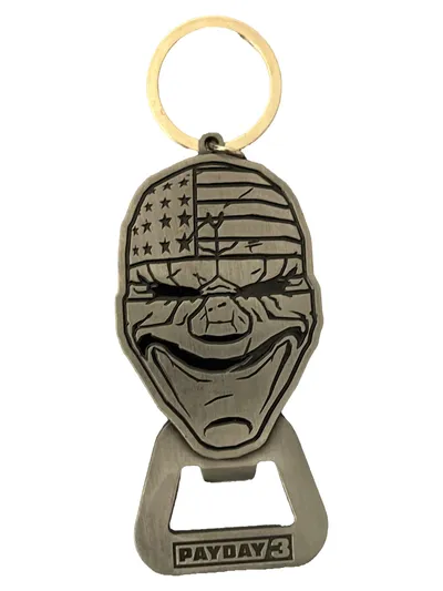 PAYDAY 3 Flaschenöffner Schlüsselanhänger Silber Praktisch Logo