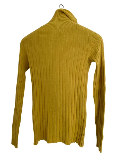King Kong Damen Rollkragenpullover Gr. 36/S Gelb Rippstrick Casual