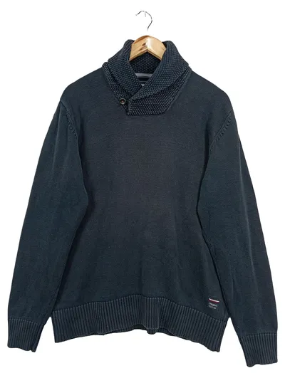 PRODUKT Herren Pullover Gr. 52/XL Blau Casual Baumwolle Rippstrick