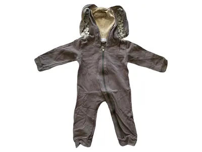 EUROBEBE Baby Overall Kapuze Braun Gr. 74 Einteiler Baumwolle Komfortabel