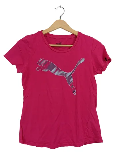 PUMA T-Shirt Kinder Mädchen Gr. 164 Pink Logo Print Sport Shirt Baumwolle