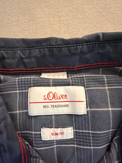 s.Oliver Herren Freizeithemd Slim Fit Kariert Blau Gr. L Baumwolle