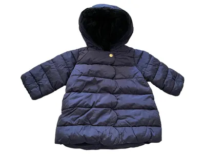 Jacadi Baby Mädchen Steppjacke Winterjacke Gr. 74 Blau mit Kapuze