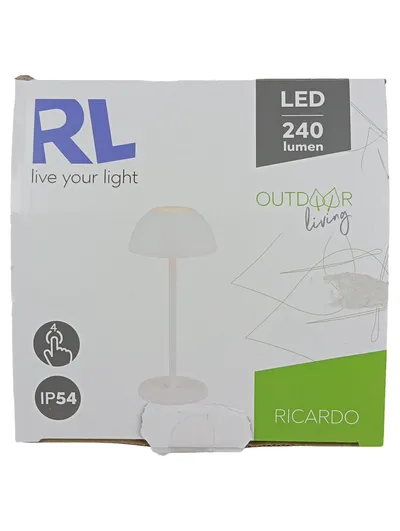 LED Tischleuchte Ricardo Outdoor Akku IP54 Touch Dimmer Weiß 240lm