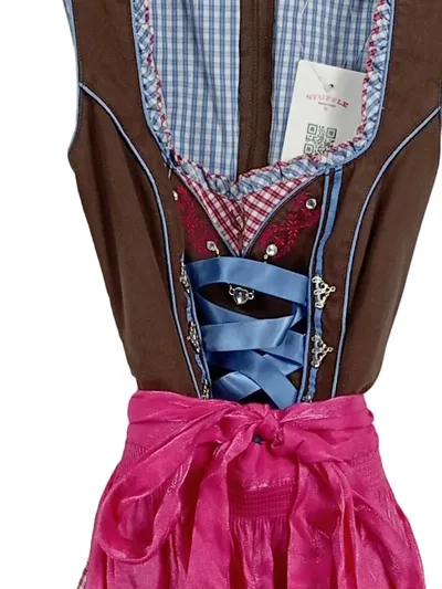 Spieth & Wensky Dirndl Trachtenkleid Damen Gr. 32 Braun Pink Kariert