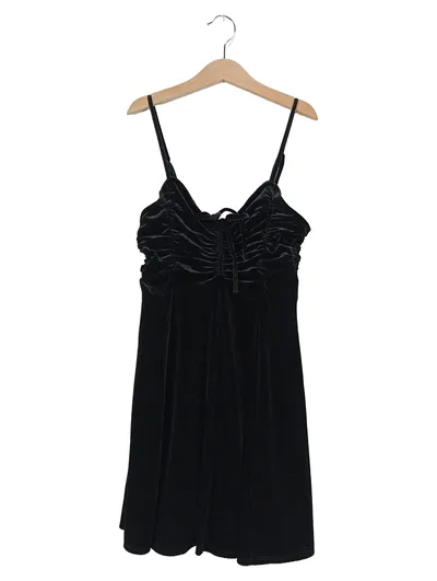URBAN OUTFITTERS Damen Freizeitkleid Samt Schwarz Gr. 32/XXS Elegant Vintage
