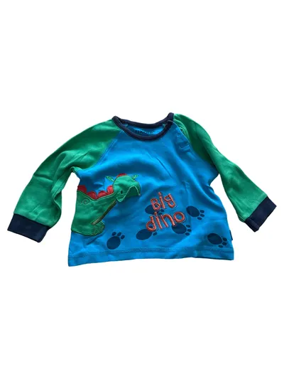 Fixoni Jungen Langarmshirt Dino Gr. 62 Baumwolle Casual Blau Grün