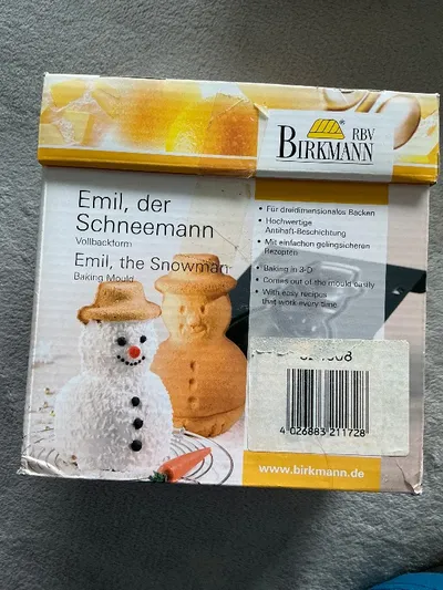 Birkmann Schneemann Backform Metall Antihaft Emil 17 cm Grau