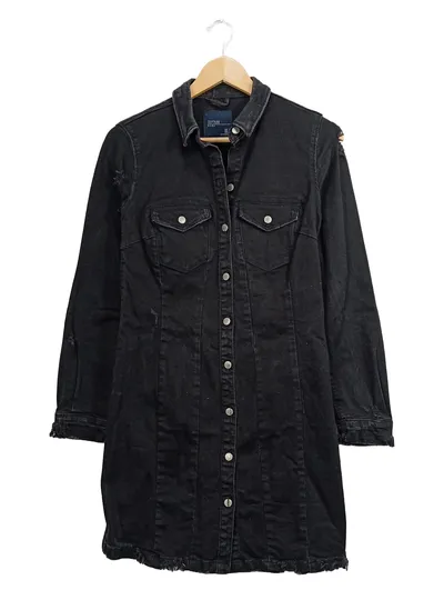 ZARA Trafaluc Jeanskleid Damen Gr. M Schwarz Hemdkleid Denim
