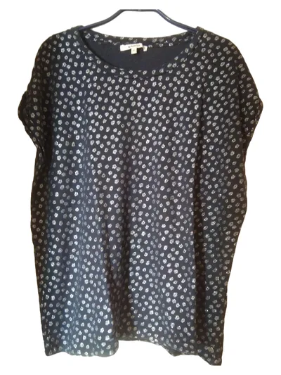 Garcia Damen T-Shirt XL Schwarz Casual Viskose Glitzer Kurzarm