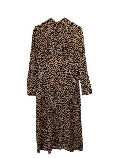 EDITED Freizeitkleid Damen Animal Print Viskose Midikleid Beige Gr. 38 M