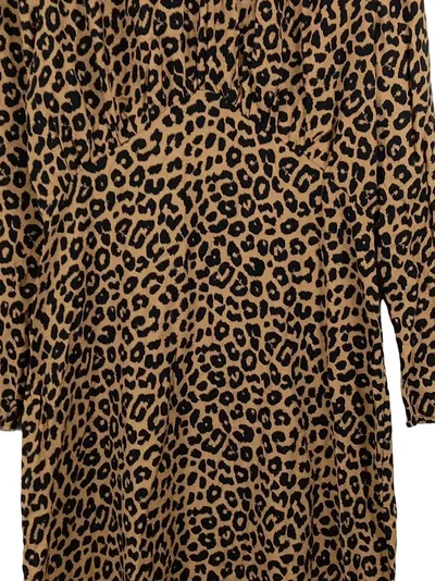 EDITED Freizeitkleid Damen Animal Print Viskose Midikleid Beige Gr. 38 M