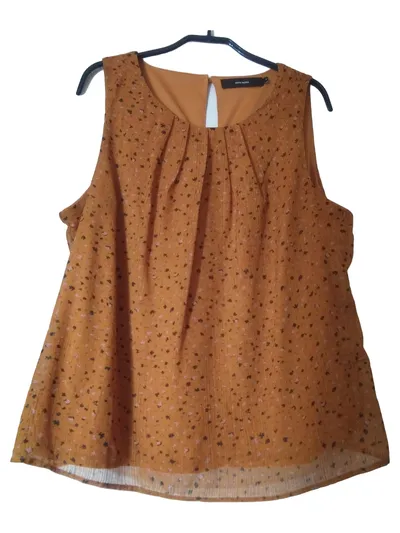 VERO MODA Damen Top Shirt 42/XL Braun Casual Punkte Ärmellos