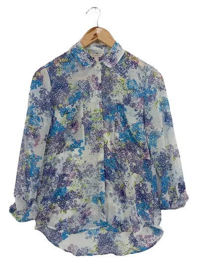 ESPRIT Bluse Damen 32/XXS Mehrfarbig Blumenmuster Casual Langarm Chiffon