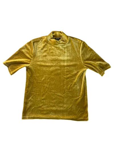 Monki Damen T-Shirt Samt Oberteil Gelb Gr. 36;S Casual