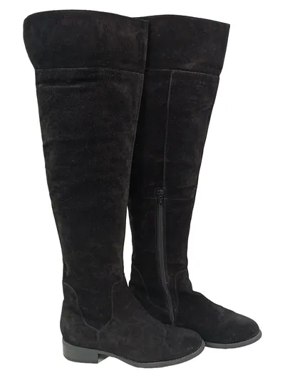 5th Avenue Damen Overknee Stiefel Wildleder Schwarz Größe 36 Elegant