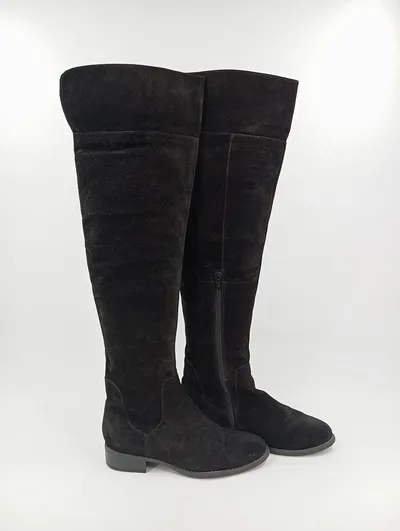 5th Avenue Damen Overknee Stiefel Wildleder Schwarz Größe 36 Elegant