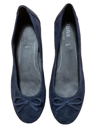 Jana Soft Line Ballerinas Damen Gr. 38 Blau Schleife Slipper