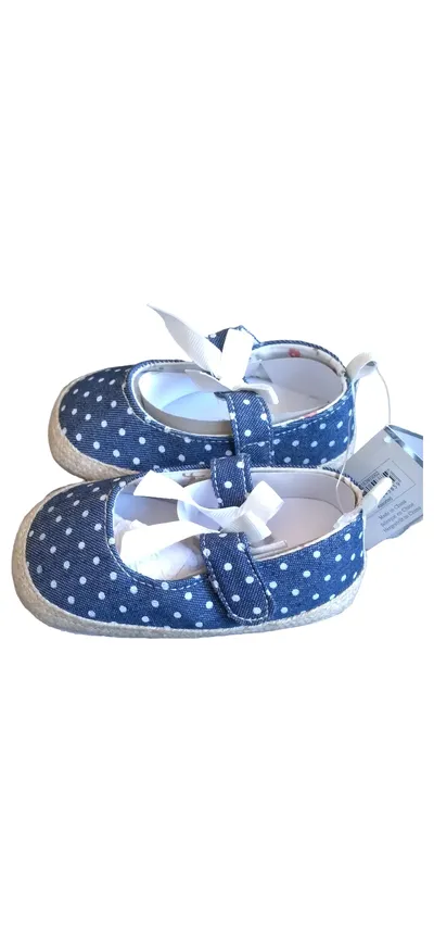 XQ Little Shoes Kinder Ballerinas Gr. 20 Blau gepunktet mit Schleife