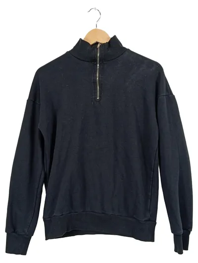 Frilivin Herren Pullover Gr. S Schwarz Baumwolle Reißverschluss Troyer